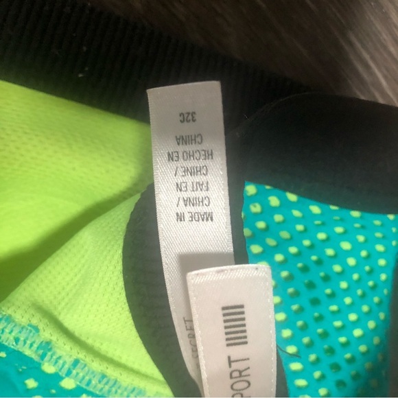 VSX Sport Victoria's Secret Teal Neon Yellow Dot Mesh Racerback Sports Bra 32C - Picture 6 of 9